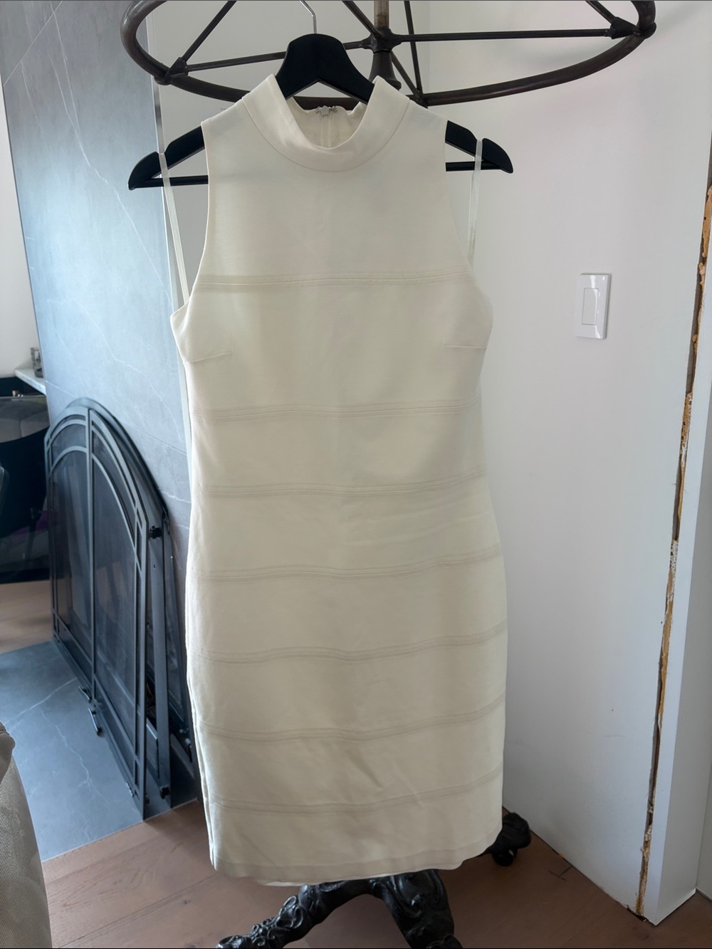 White House Black Market Knit Cream Bodycon Dress